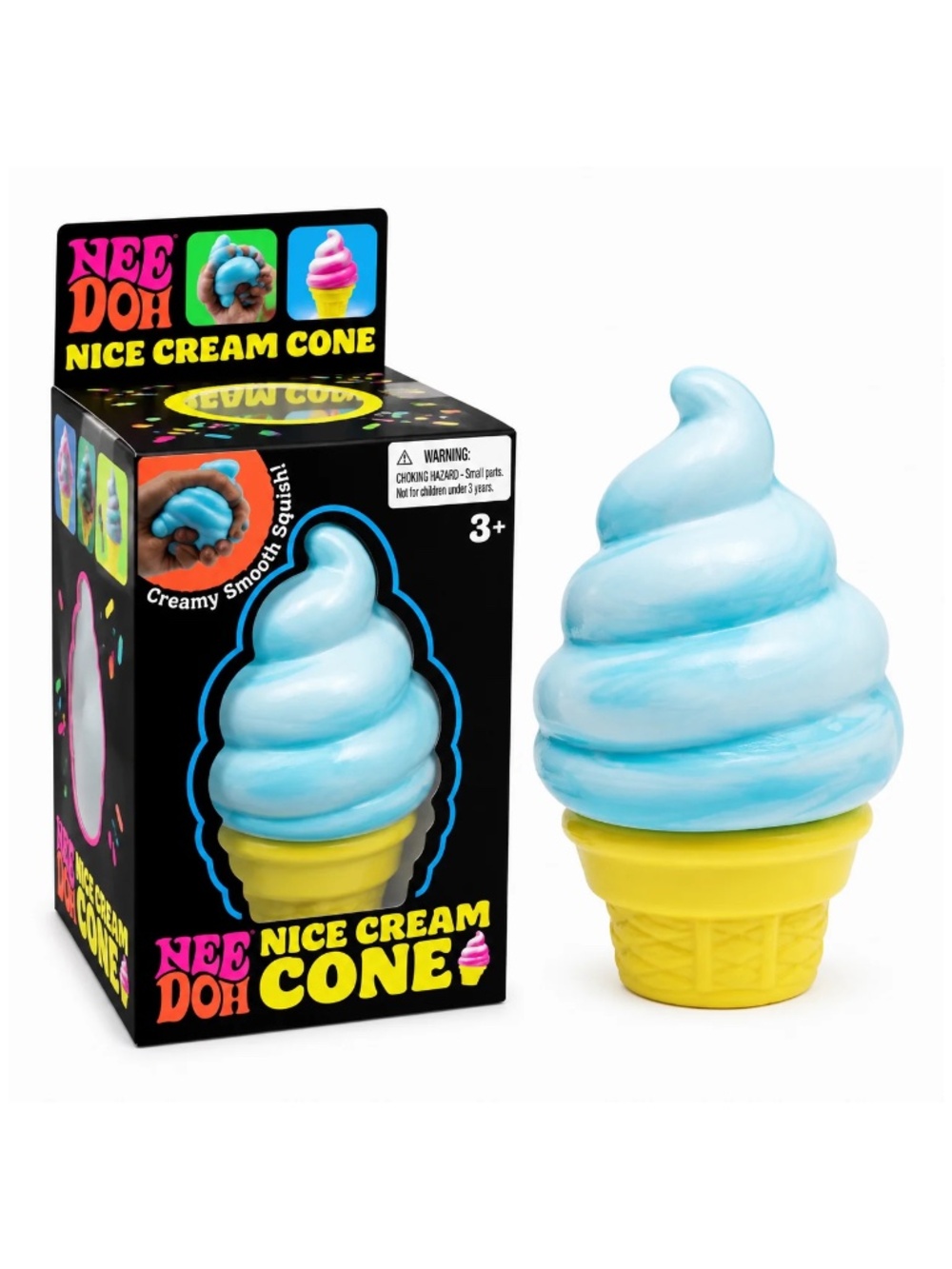 NeeDoh Nice Cream Cone Squishy Fidget Toy Blue Schylling New
